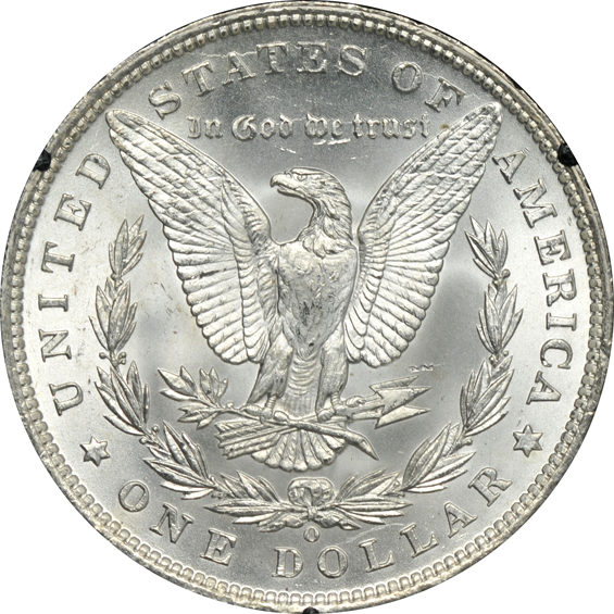 1885-O MS-60, 1885-O MS-64, and an 1886 MS-60, all GSA