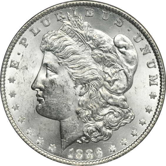 1885-O MS-60, 1885-O MS-64, and an 1886 MS-60, all GSA