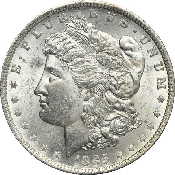 1885-O MS-60, 1885-O MS-64, and an 1886 MS-60, all GSA