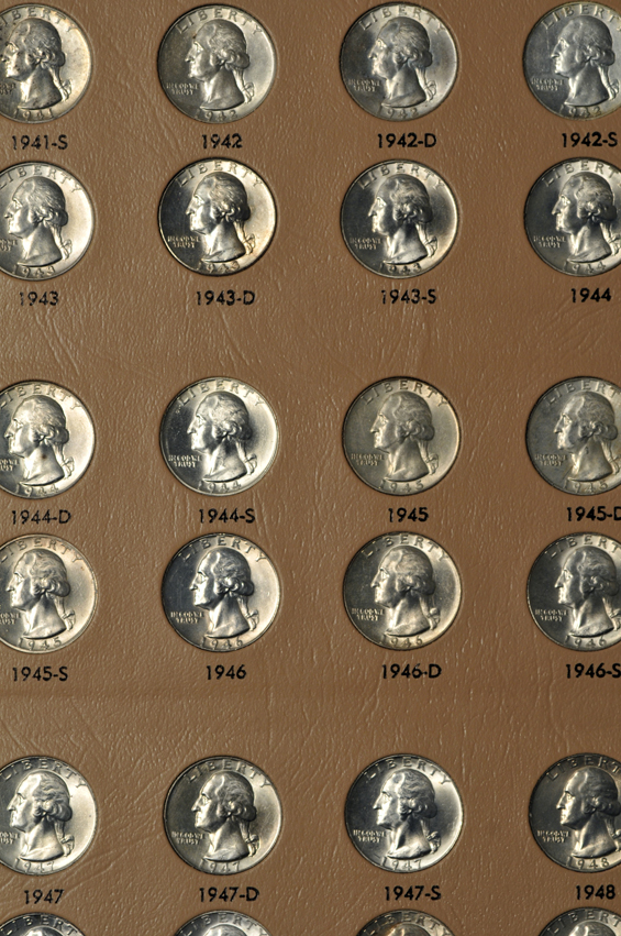Complete collection of Washington quarters, 1932 through 1998-D, in a Dansco 7140 album