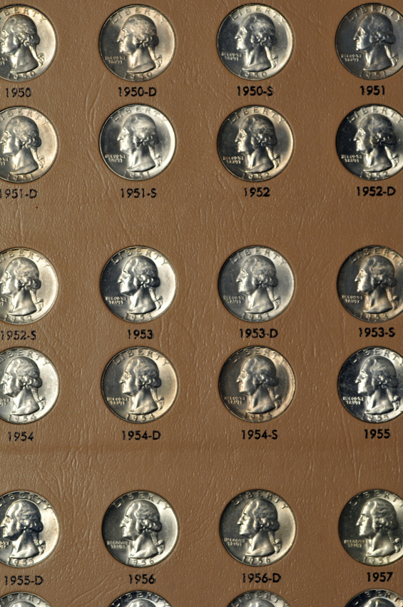 Complete collection of Washington quarters, 1932 through 1998-D, in a Dansco 7140 album