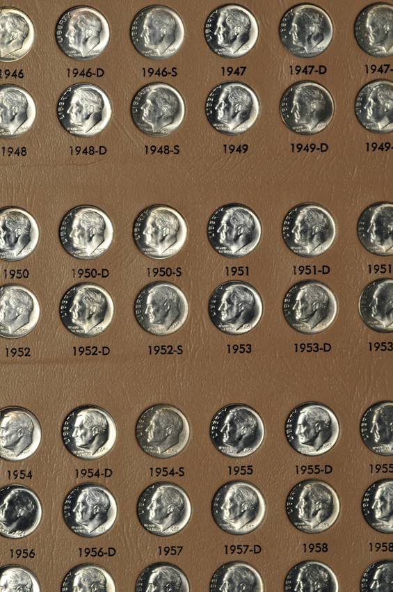 Collections of Mercury and Roosevelt dimes