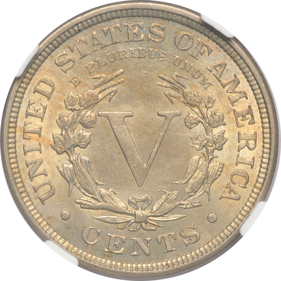 1890 Liberty nickel MS-62, 1935-D and 1935-S Buffalo nickels, both MS-64, all NGC