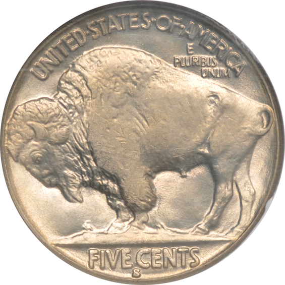 1890 Liberty nickel MS-62, 1935-D and 1935-S Buffalo nickels, both MS-64, all NGC