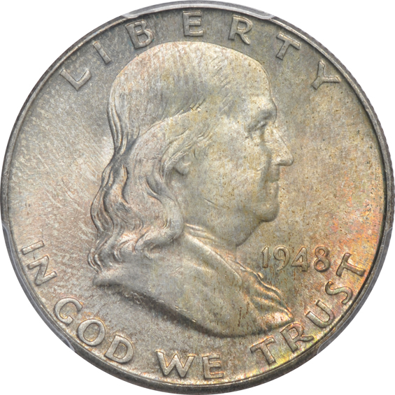 Nine certified half-dollar type coins