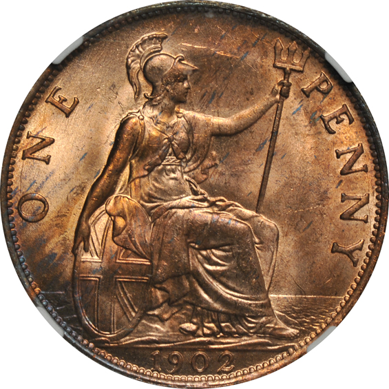 Multiple - 1856 Great Britain six pence PCGS MS-65, 1902 Great Britain Penny Shigh Sea Level NGC MS-64 RB, and a 1940 India half pice NGC MS-66 RB