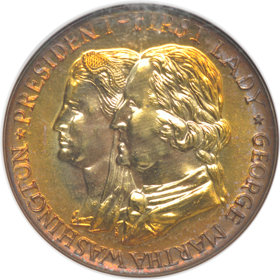 Lincoln and Grant Medal King-553 NGC MS-65, Martha Washington Medal B-H209A NGC MS-65, and a Louisiana Purchase souvenir coin