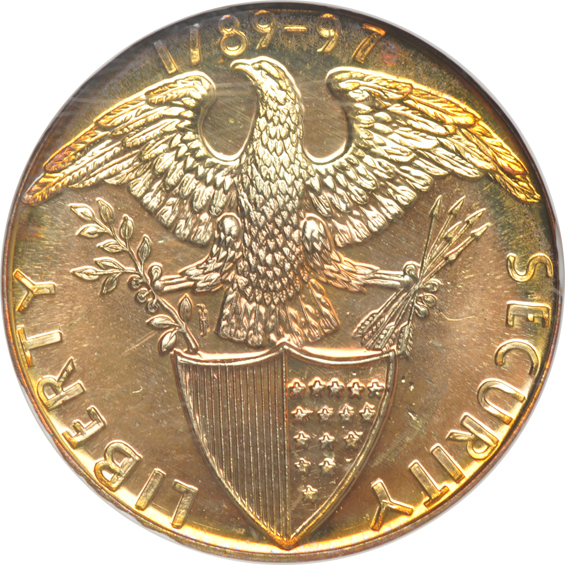 Lincoln and Grant Medal King-553 NGC MS-65, Martha Washington Medal B-H209A NGC MS-65, and a Louisiana Purchase souvenir coin