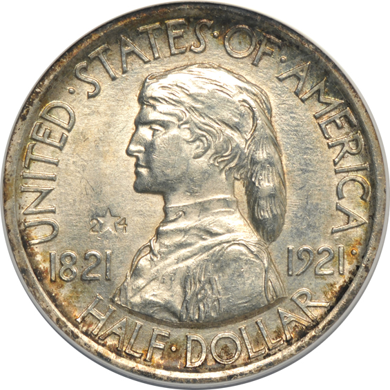 1921 Missouri 2X4 ANACS MS-61, plus three additional silver commemorative half-dollars