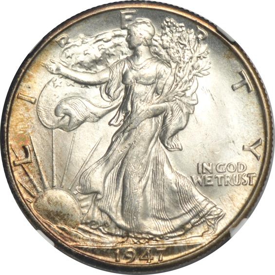 Nine certified GEM Walking Liberty half-dollars