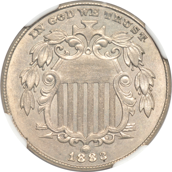1866 with Rays Shield nickel PCGS AU-50, plus five additional certified nickel type coins