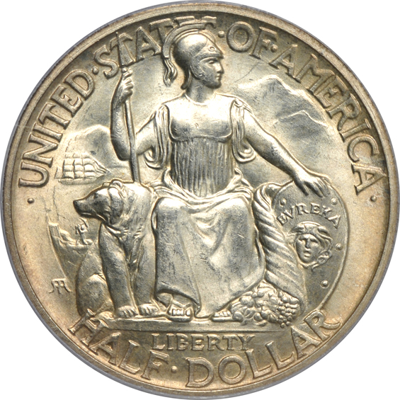 Eight silver commemorative half-dollars, all certified