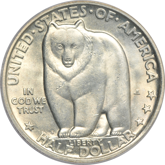 Eight silver commemorative half-dollars, all certified