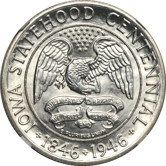 Eight silver commemorative half-dollars, all certified
