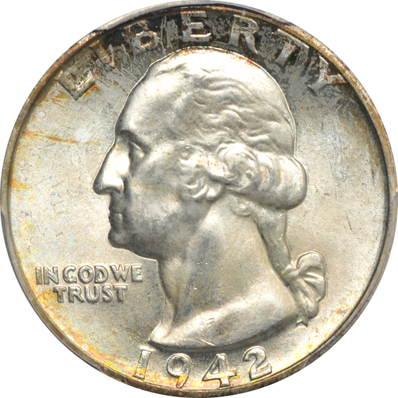 Twenty silver Washington quarters certified MS-66 by PCGS