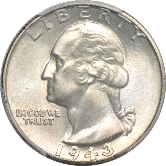 Twenty silver Washington quarters certified MS-66 by PCGS