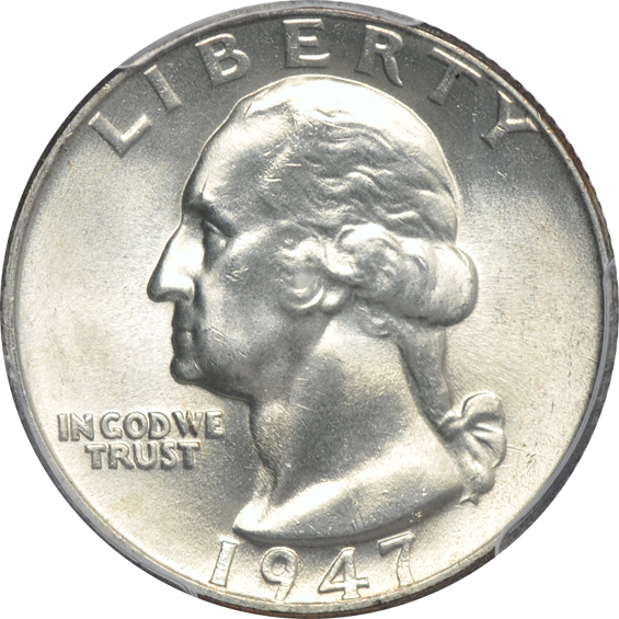 Twenty silver Washington quarters certified MS-66 by PCGS