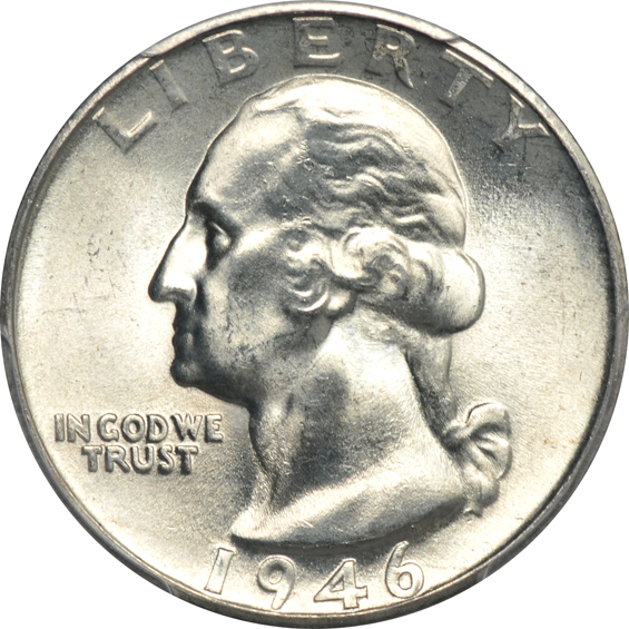 Twenty silver Washington quarters certified MS-66 by PCGS