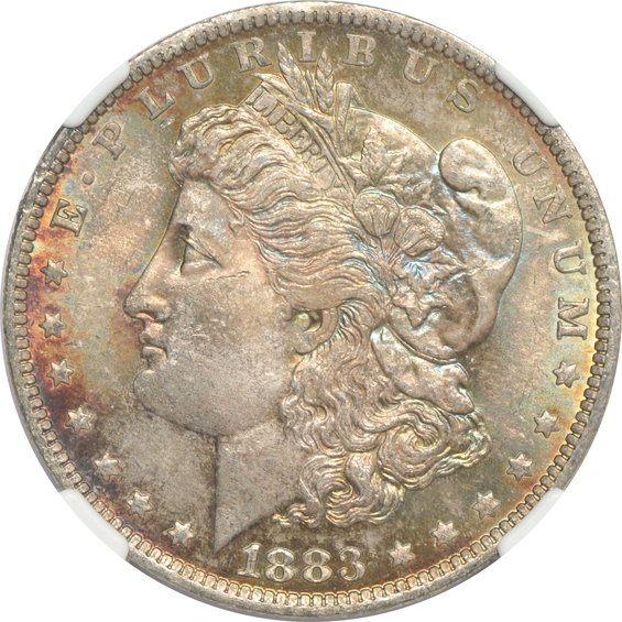 Thirteen Morgan silver dollars certified by NGC