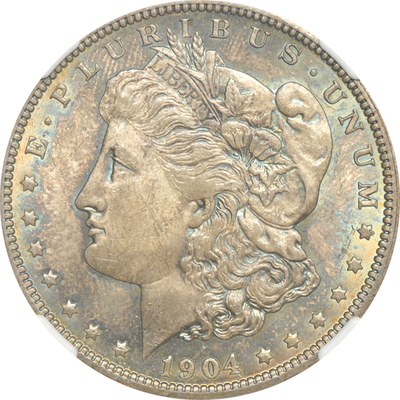 Thirteen Morgan silver dollars certified by NGC