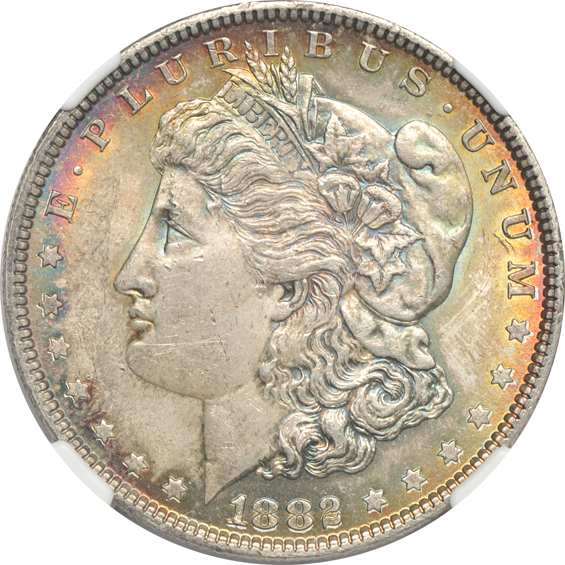 Thirteen Morgan silver dollars certified by NGC