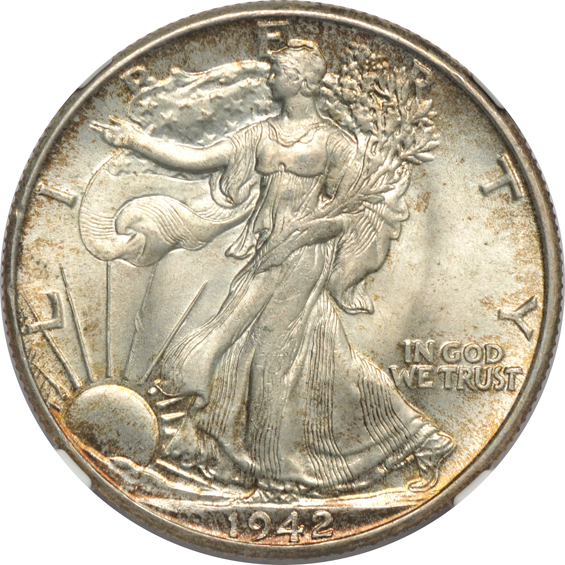 Eight Washington quarters, two Walking Liberty half-dollars, and two Morgan silver dollars