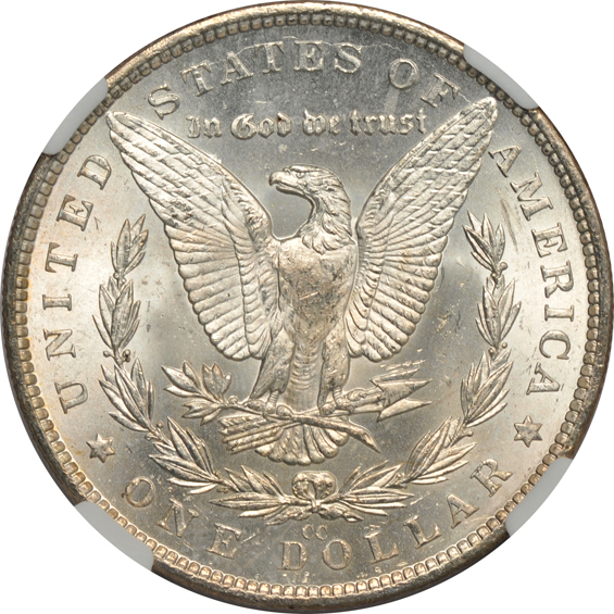 1882-CC MS-63, 1883-CC MS-64, and an 1884-CC MS-64, all NGC