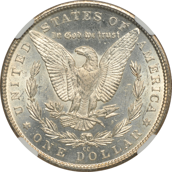 1882-CC MS-63, 1883-CC MS-64, and an 1884-CC MS-64, all NGC