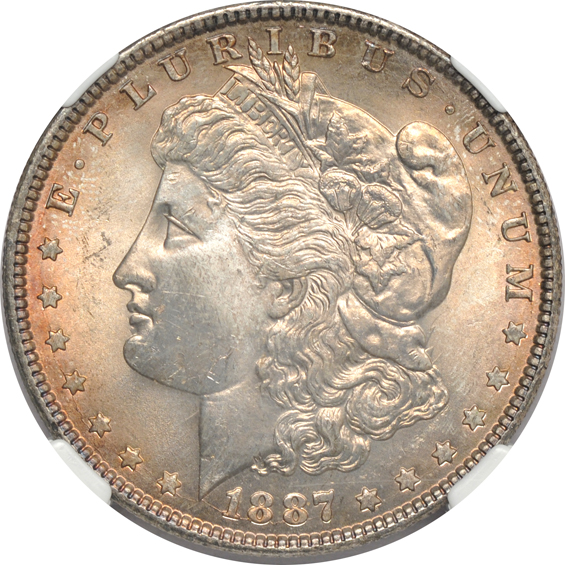 1887 NGC MS-65, 1892 NGC MS-61, and an 1899 PCGS XF-45