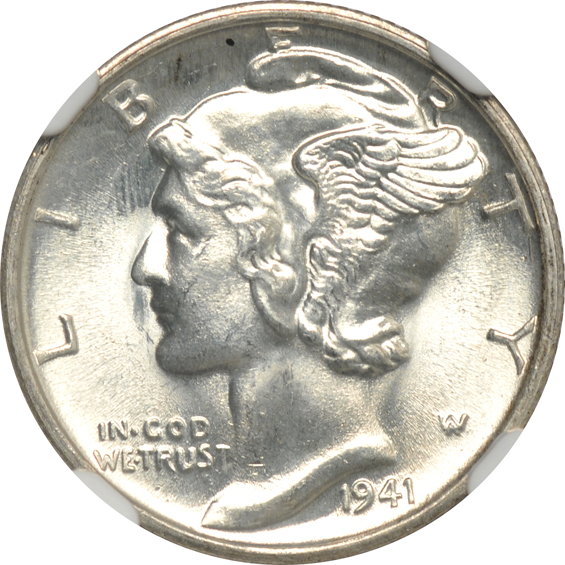 Three Indian cents, two Buffalo nickels, and a Mercury dime