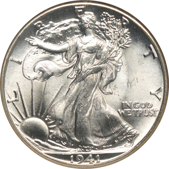 Eight certified Walking Liberty half-dollars