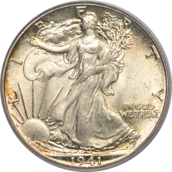 Eight certified Walking Liberty half-dollars