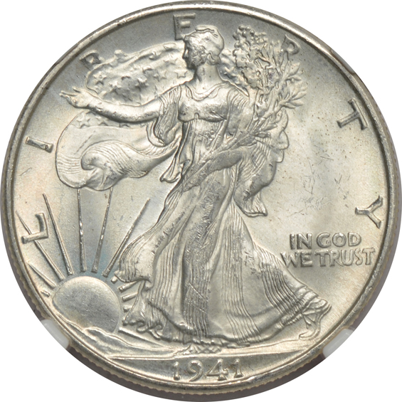 Eight certified Walking Liberty half-dollars