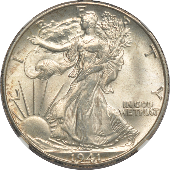 Eight certified Walking Liberty half-dollars