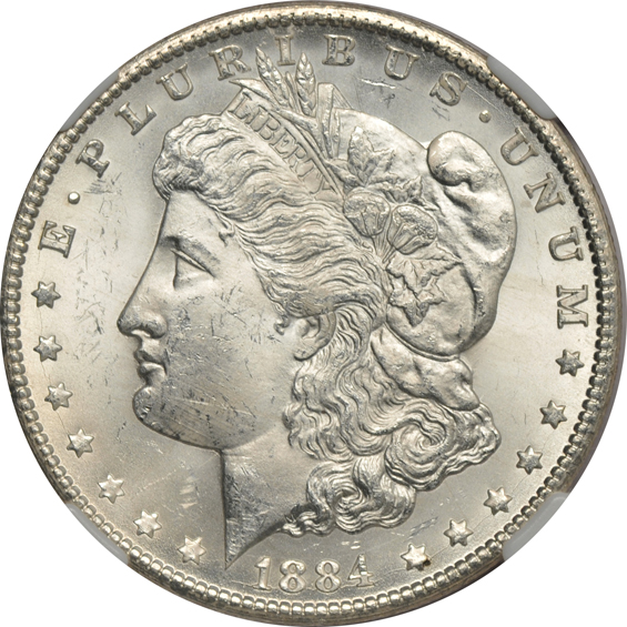 Six Morgan silver dollars certified by NGC