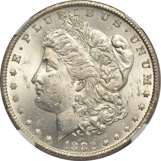 Six Morgan silver dollars certified by NGC