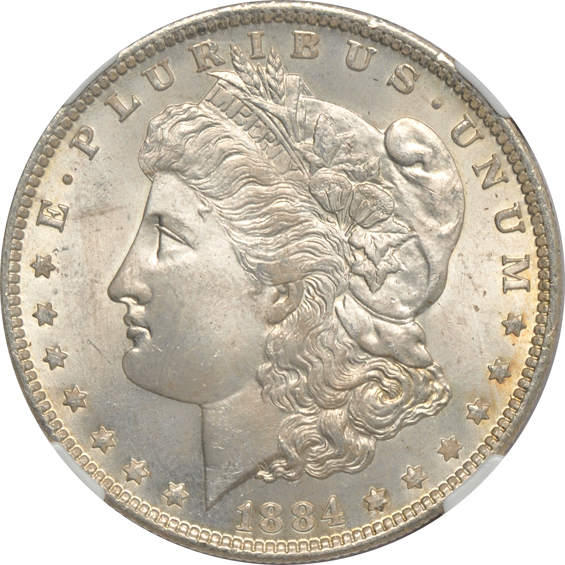 Six Morgan silver dollars certified by NGC