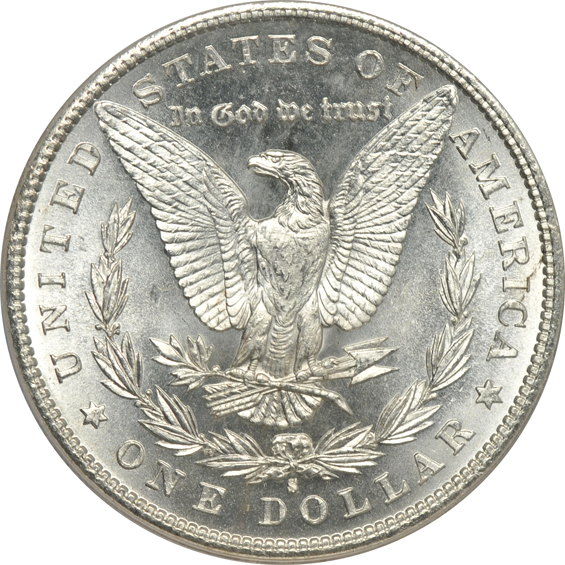 Seven Morgan silver dollars certified by ANACS