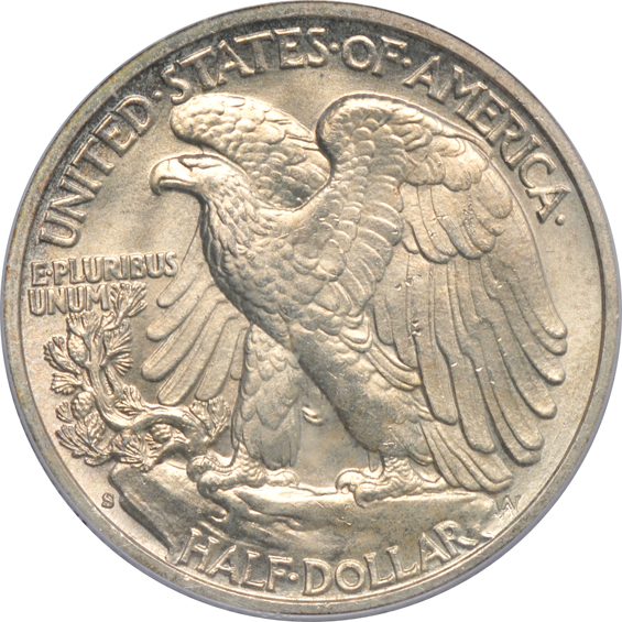 Group of eight Walking Liberty half-dollars certified MS-64
