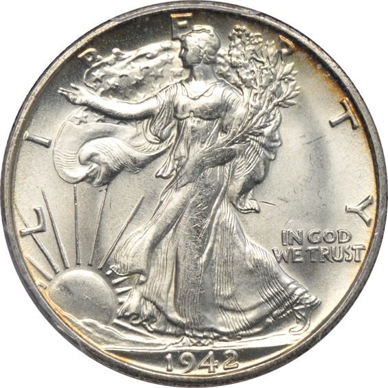 Group of eight Walking Liberty half-dollars certified MS-64