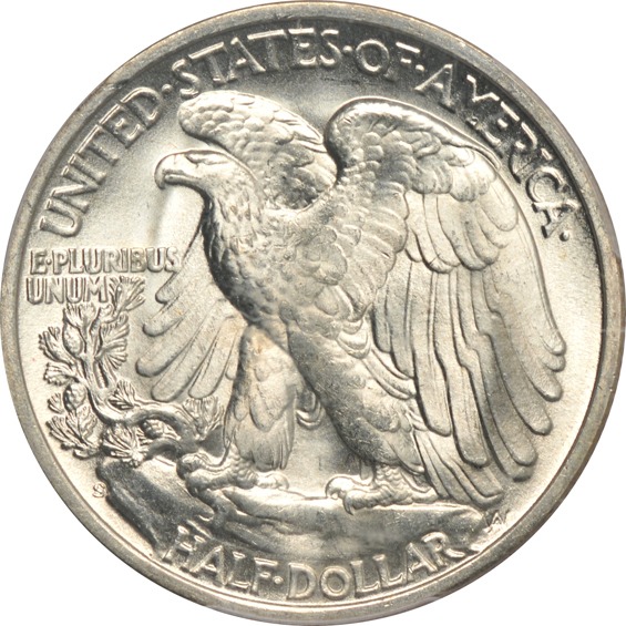 Fourteen Walking Liberty half-dollars certified MS-65