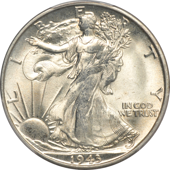 Fourteen Walking Liberty half-dollars certified MS-65