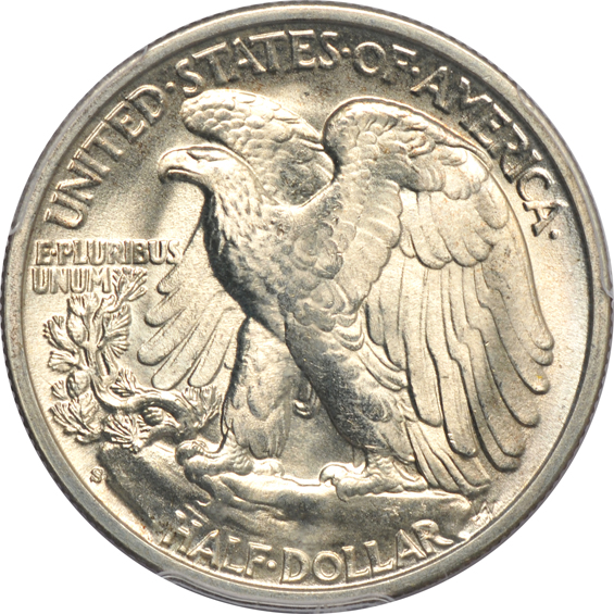 Fourteen Walking Liberty half-dollars certified MS-65