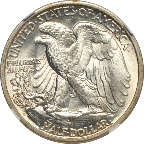 Fourteen Walking Liberty half-dollars certified MS-65