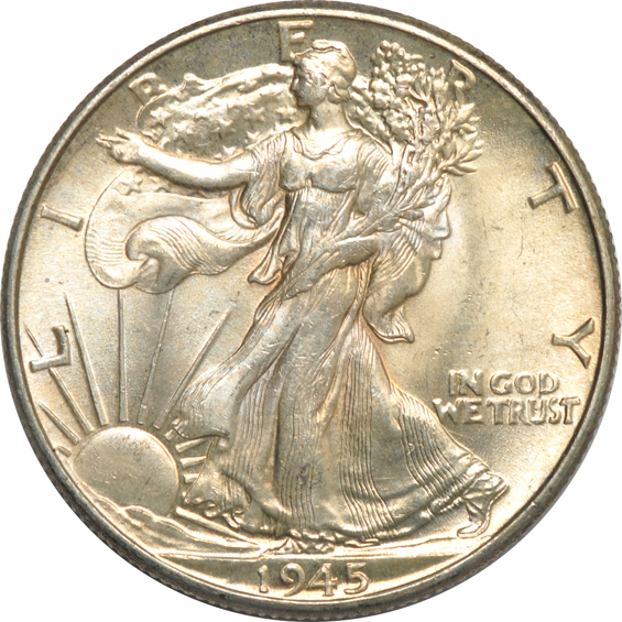 Twenty-nine Walking Liberty half-dollars and nine Franklin half-dollars