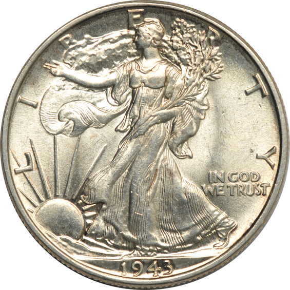 Twenty-nine Walking Liberty half-dollars and nine Franklin half-dollars