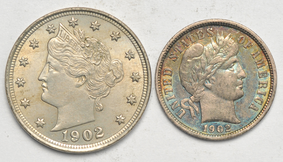 Thirty-four US type coins
