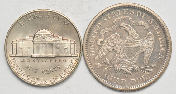 Thirty-four US type coins