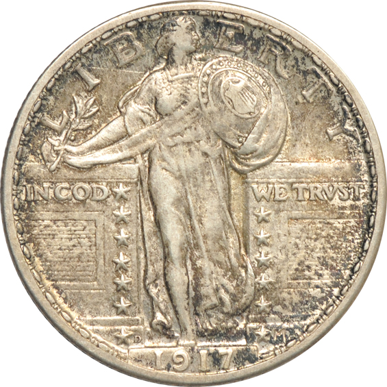 Group of Barber, Standing Liberty, and Washington quarters