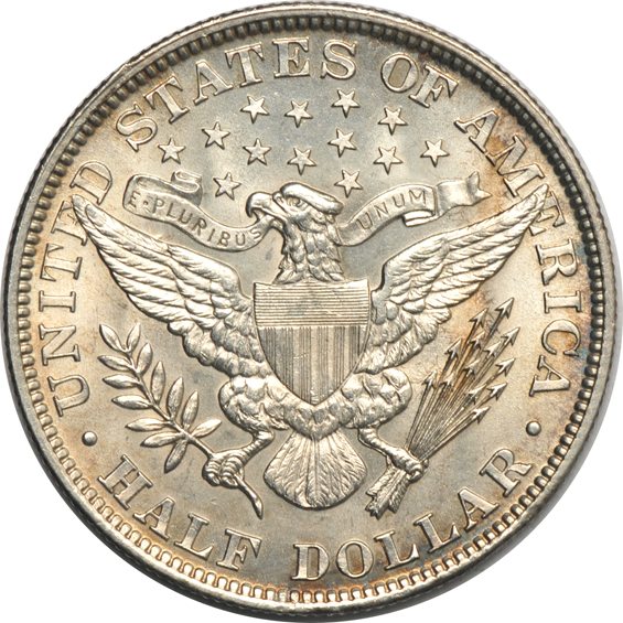 Eighteen Barber half-dollars